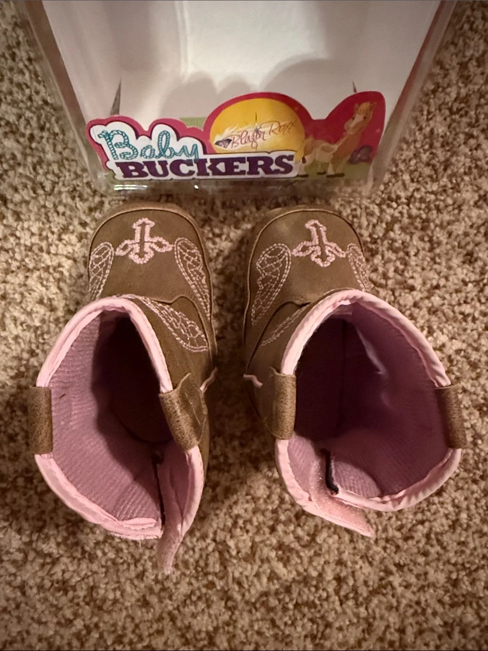 Blazin Roxx Brown and Pink Baby Buckers Cowboy Boots